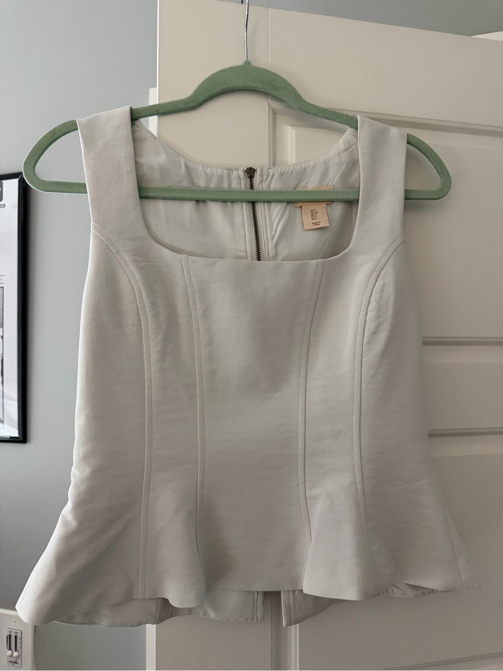 Camila Coelho Cream Square-Neck Peplum Camisole